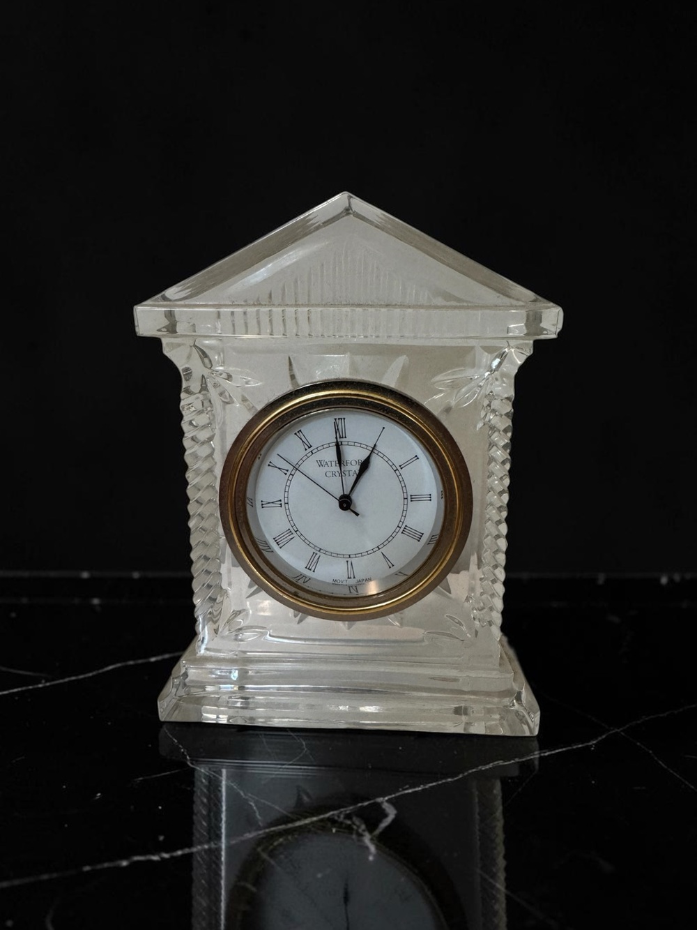 Waterford Crystal Clear Mantel Clock with Gold-Bezel Dial